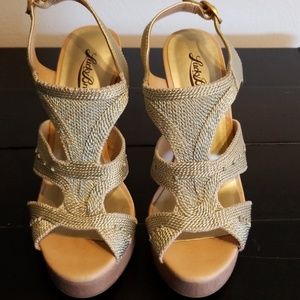 Gold Lucky Brand wedge heels